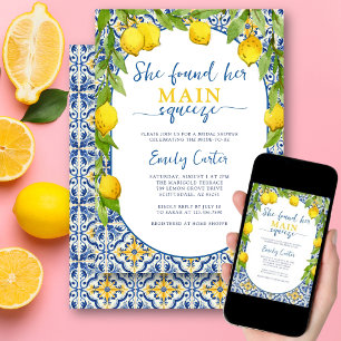 Main Squeeze Lemon Mediterranean Watercolor Summer Invitation