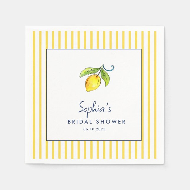 Main Squeeze Lemon modern Bridal Shower  Napkin (Front)