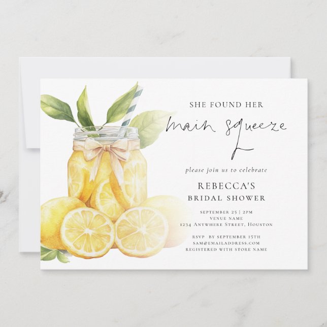 Main Squeeze Lemon Overlay Bridal Shower Invitation (Front)