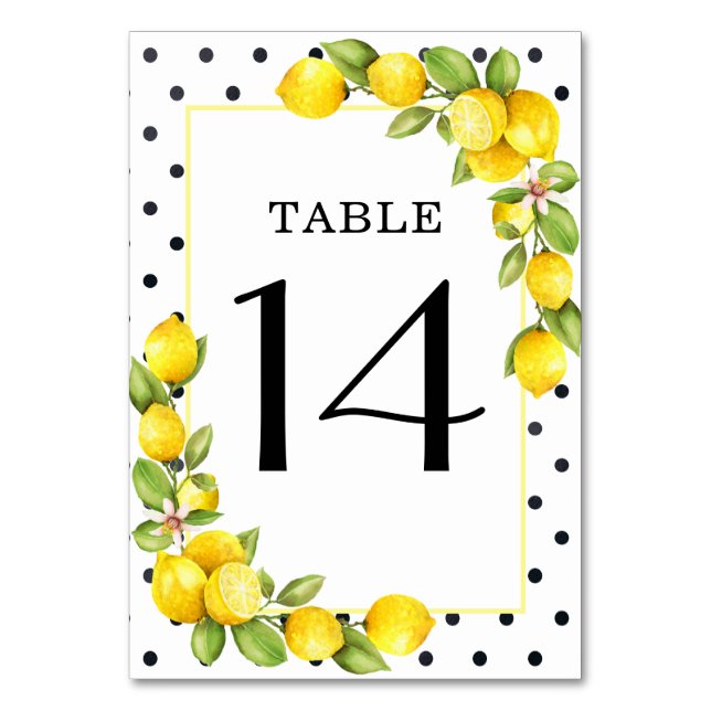 Main Squeeze Lemon Table Number (Front)