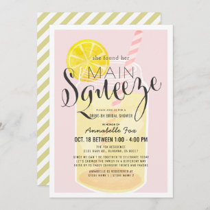 Main Squeeze Lemonade Pink Drive-by Bridal Shower Invitation