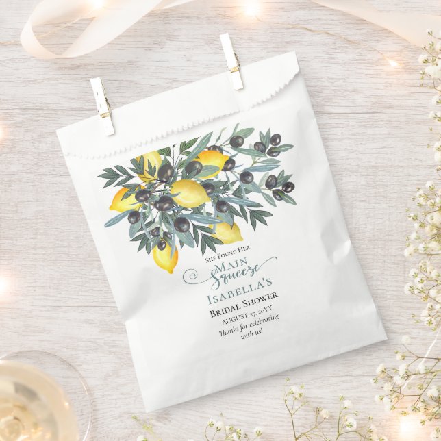 Main Squeeze Lemons | Black Olives Bridal Shower Favour Bags (Clipped)