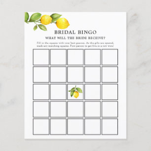 Main Squeeze Lemons Bridal Bingo Game Card