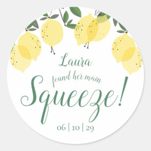 Main Squeeze Lemons Bridal Shower Classic Round Sticker