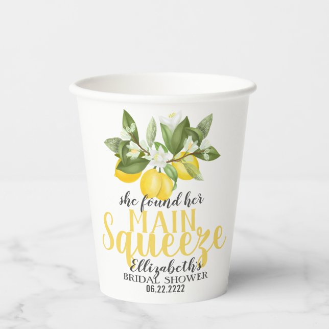 Main Squeeze Lemons Bridal Shower Cups (Front)