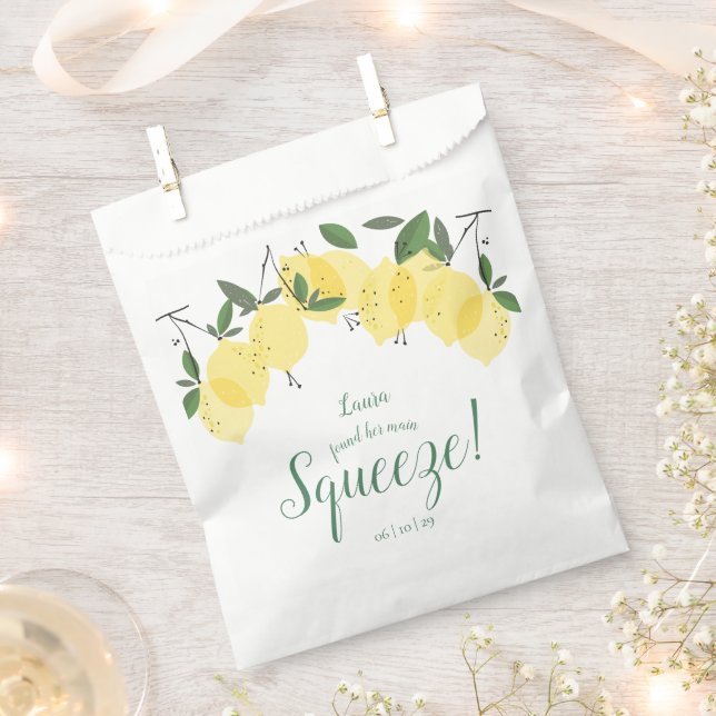 Main Squeeze Lemons Bridal Shower Favour Bags (Clipped)