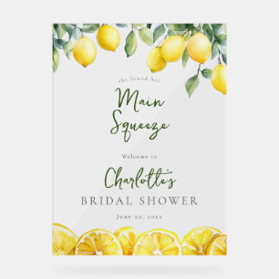 Main Squeeze Lemons Bridal Shower Welcome Acrylic Sign