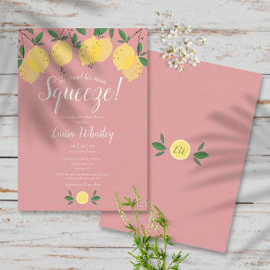 Main Squeeze Lemons Dusty Rose Bridal Shower Invitation