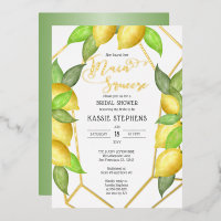 Main Squeeze Lemons Geometric Bridal Shower -Gold 