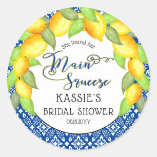 Main Squeeze Lemons Italian Bridal Shower Classic  Round Sticker