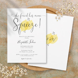Main Squeeze Lemons Monogram Script Bridal Shower Invitation