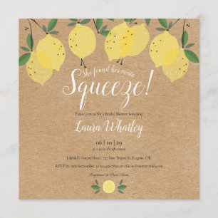 Main Squeeze Lemons Rustic Square Bridal Shower Invitation