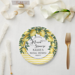 Main Squeeze Lemons Tropical Bridal Shower Paper Paper Plate
