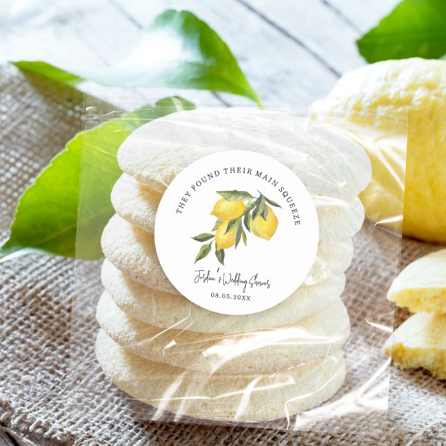 Main Squeeze Lemons Wedding or Bridal Shower Classic Round Sticker (Creator Uploaded)