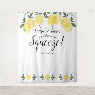 Main Squeeze Lemons Wedding Shower Photo Backdrop Tapestry