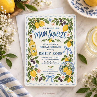 Main Squeeze Mediterranean Lemon Bridal Shower Invitation
