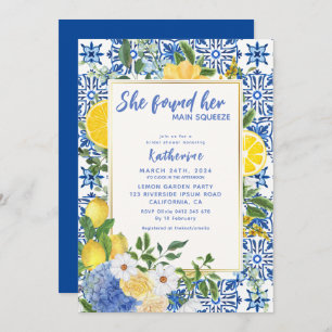 Main squeeze Mediterranean lemon bridal shower Invitation