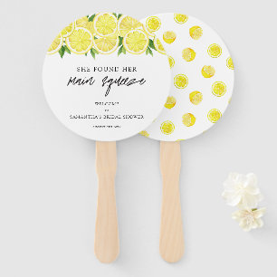 Main Squeeze Modern Simple Lemon Bridal Shower Hand Fan
