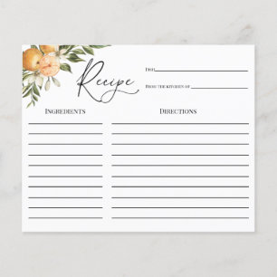 Main Squeeze Orange Bridal Shower Recipe card