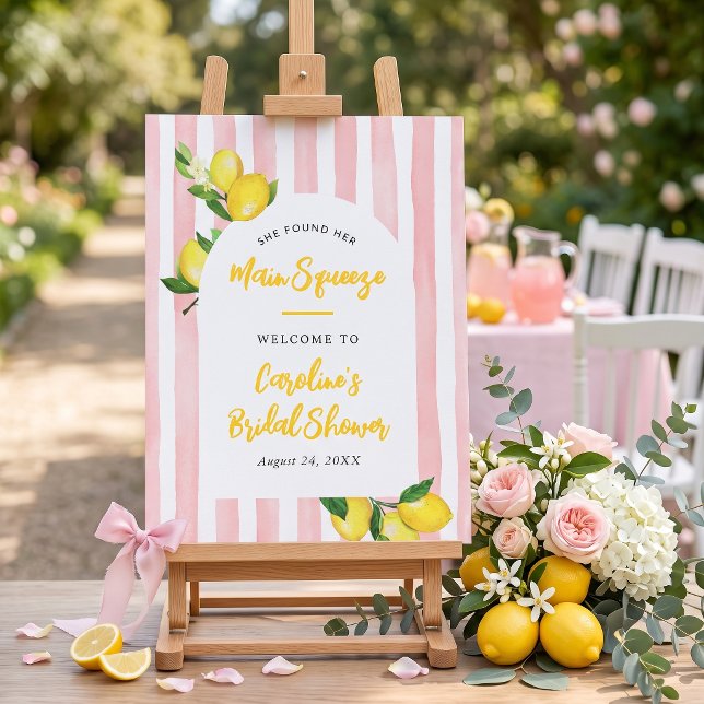 Main Squeeze Summer Lemon Bridal Shower Welcome Poster (Creator Uploaded)
