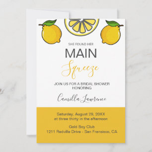 Main Squeeze Tropical Citrus Lemon Bridal Shower  Invitation