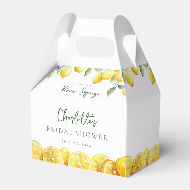 Main Squeeze Watercolor Lemons Bridal Shower Favour Box (Front Side)