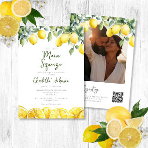 Main Squeeze Watercolor Photo QR Bridal Shower Invitation