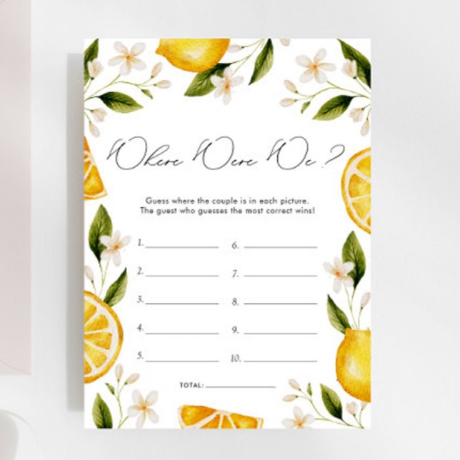 Main Squeeze Where Were We Bridal Shower Game (Creator Uploaded)