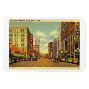 Main St., Akron, Ohio Vintage Postcard Magnet