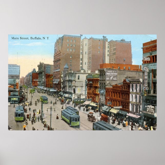 Main St., Buffalo 1913 Vintage Poster (Front)