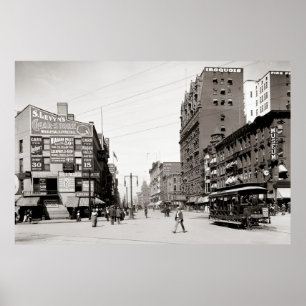 Main St., Buffalo, New York 1900 Vintage Poster