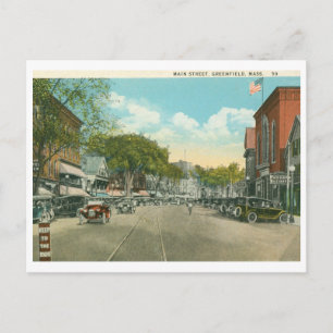 Main St., Greenfield, MA Vintag Postcard