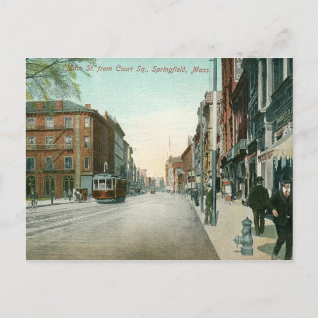 Main St., Springfield, MA Vintage Postcard (Front)