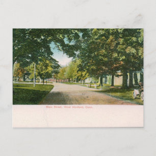Main St., W. Hartford CT Vintage Postcard