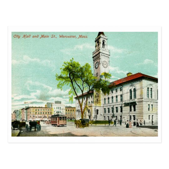 Main St., Worcester, MA Vintage Postcard