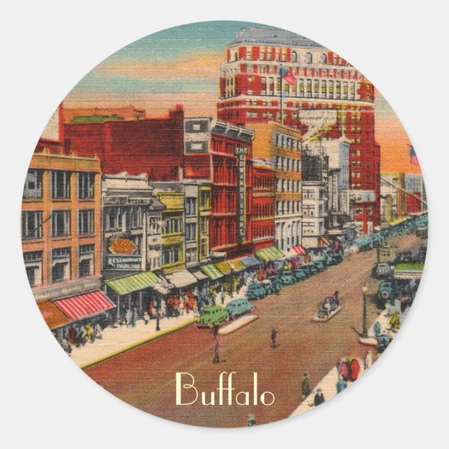 Main Street - Buffalo, NY Vintage Stickers (Front)