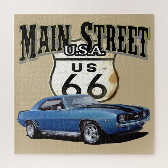 Main Street Custom Camaro with Black Stripes Jigsaw Puzzle (Vertical)