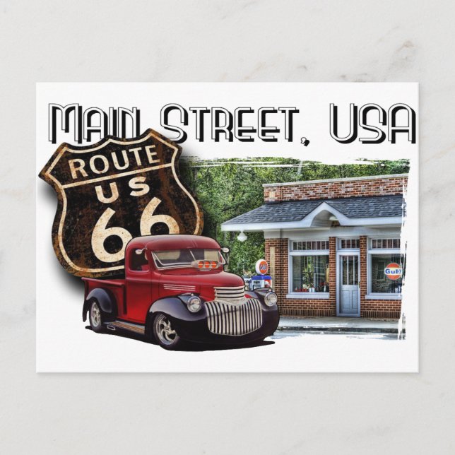 Main Street Hot Rod Postcard (Front)