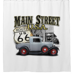 Main Street Hot Rod Shower Curtain