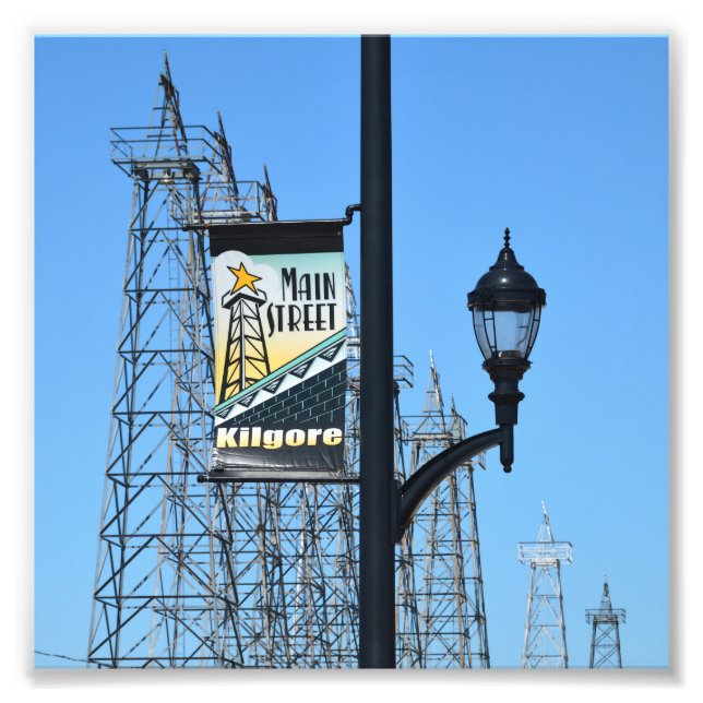 Main Street, Kilgore, Texas, Oil Derricks Photo Print (Front)