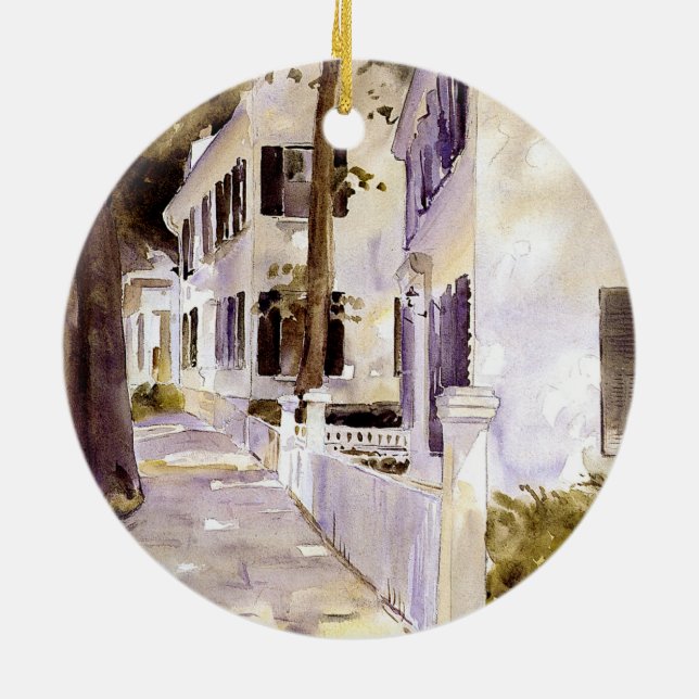 Main Street, Nantucket Ceramic Tree Decoration (Back)