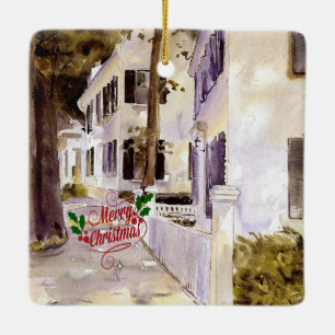 Main Street, Nantucket, Merry Christmas Ceramic Ornament