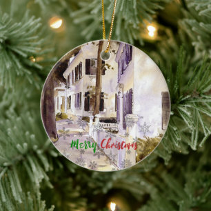 Main Street, Nantucket, Merry Christmas Ceramic Tree Decoration