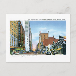 Main Street, Theatre District, Houston, Texas Postcard