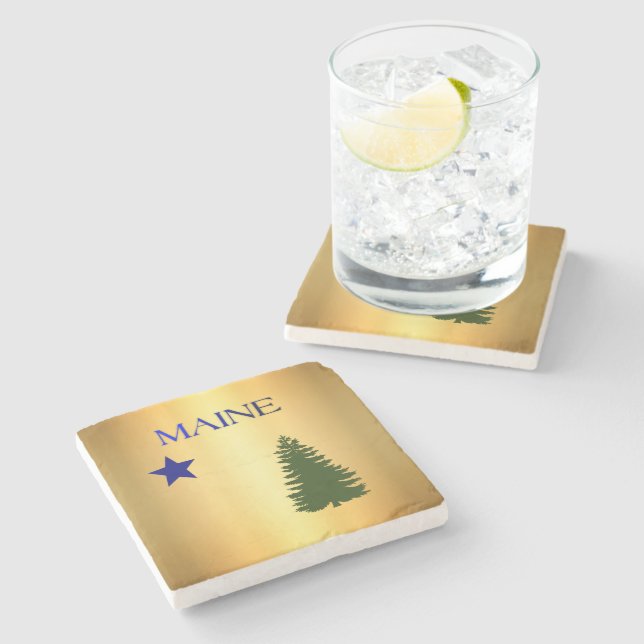 Maine (1901) flag stone coaster (Side)