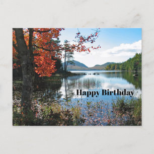 Maine Acadia Lake Landscape Photo Birthday Postcard