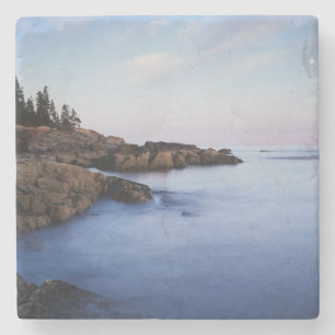 Maine, Acadia National Park, Moonset Stone Coaster