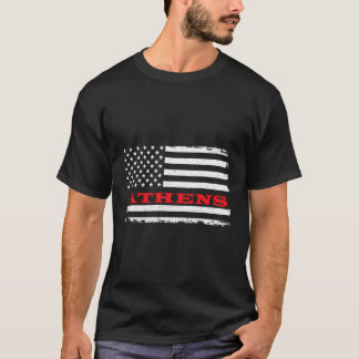 Maine American Flag Athens Usa Patriotic Souvenir T-Shirt