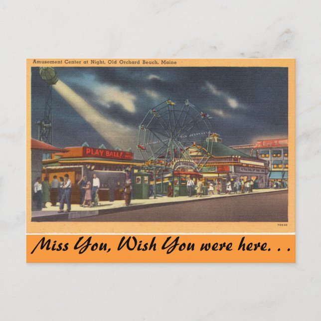 Maine, Amusements, Old Orchard Beach, Night view Postcard (Front)
