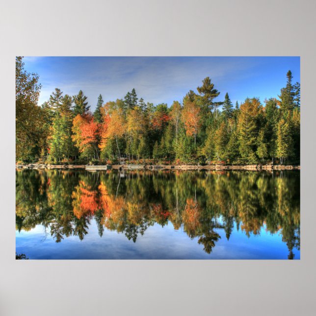 Maine Autumn Fall Foliage Lake Reflections Poster (Front)